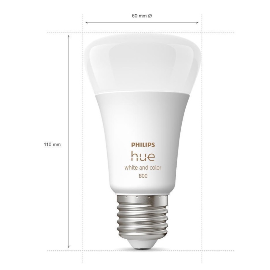SET 2x LED dimmbare Glühbirne Philips Hue Weiß und Farbe Ambiance A60 E27/9W/230V 2000-6500K