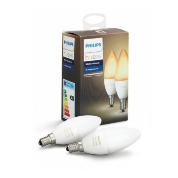 SET 2x LED dimmbare Glühbirne Philips Hue WHITE AMBIANCE E14/6W/230V 2200-6500K