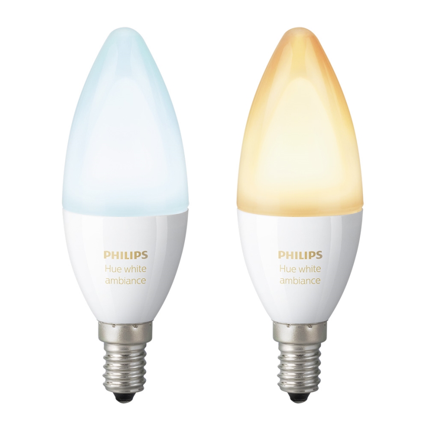 2er SET -  LED dimmbare Glühbirne Philips HUE WHITE AMBIANCE E14/6W/230V