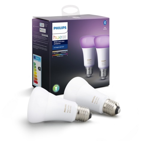 SET 2x LED Dimmbare Glühbirne Philips Hue WHITE AND COLOR AMBIANCE E27/9W/230V 2000-6500K