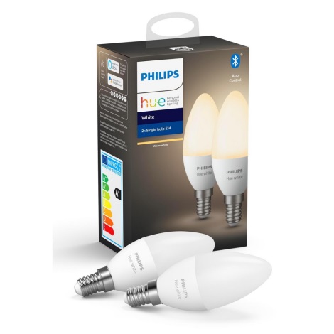 SET 2x LED Dimmbare Glühbirne Philips Hue WHITE E14/5,5W/230V 2700K