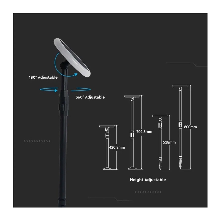 SET 2x LED Einstellbare Solarleuchte GARDEN LED/3W/5V 42-80 cm 4000K IP65