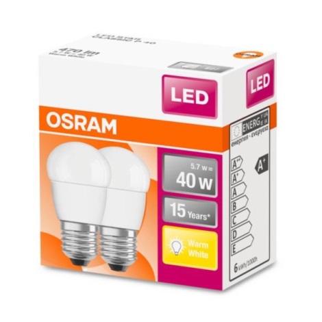 SET 2x LED Glühbirne E27/5,7W/230V 2700K - Osram