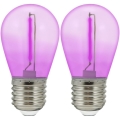 SET 2x LED-Glühbirne PARTY E27/0,3W/36V violett