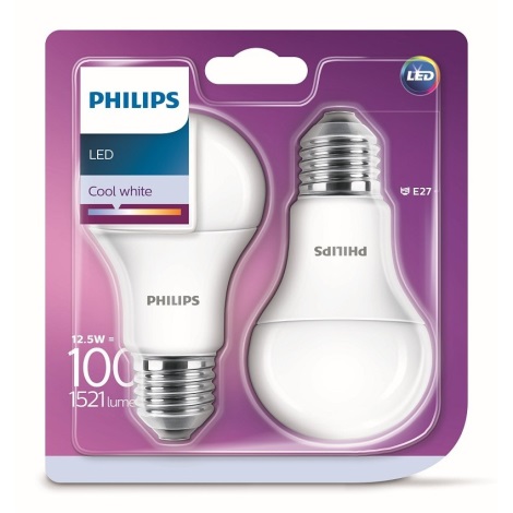 SET 2x LED Glühbirne Philips A60 E27/12,5W/230V 4000K