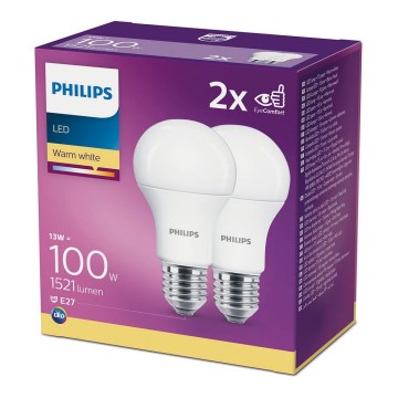 SET 2x LED Glühbirne Philips A60 E27/13W/230V 2700K