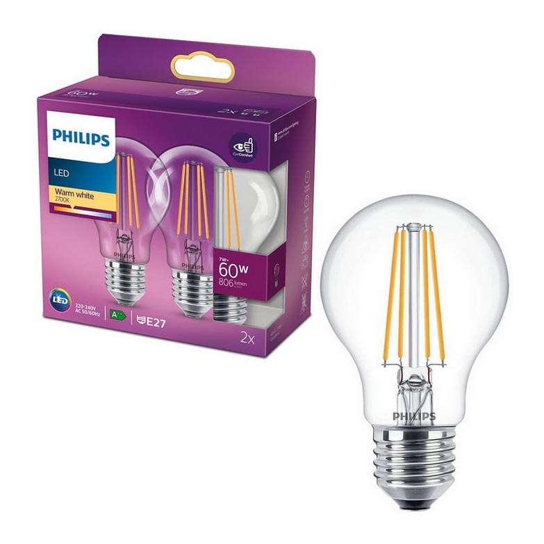 SET 2x LED-Glühbirne VINTAGE Philips E27/7W/230V 2700K