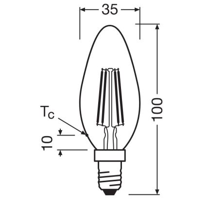 SET 2x LED-Glühlampe FILAMENT B35 E14/4W/230V 4000K - Osram