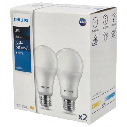 SET 2x LED-Glühlampe Philips A67 E27/13W/230V 4000K