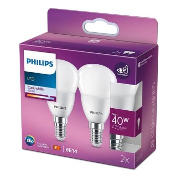 SET 2x LED-Glühlampe Philips P45 E14/5W/230V 4000K