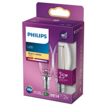 SET 2x LED-Glühlampe VINTAGE Philips E14/2W/230V 2700K