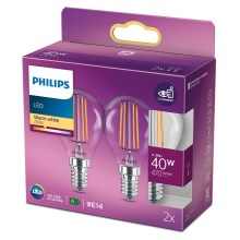 SET 2x LED Glühlampe VINTAGE Philips E14/4,3W/230V 2700K