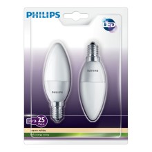 SET 2x LED Kerze Philips E14/4W/230V - CANDLE
