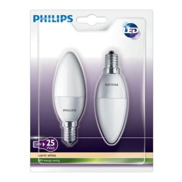 SET 2x LED Kerze Philips E14/4W/230V - CANDLE