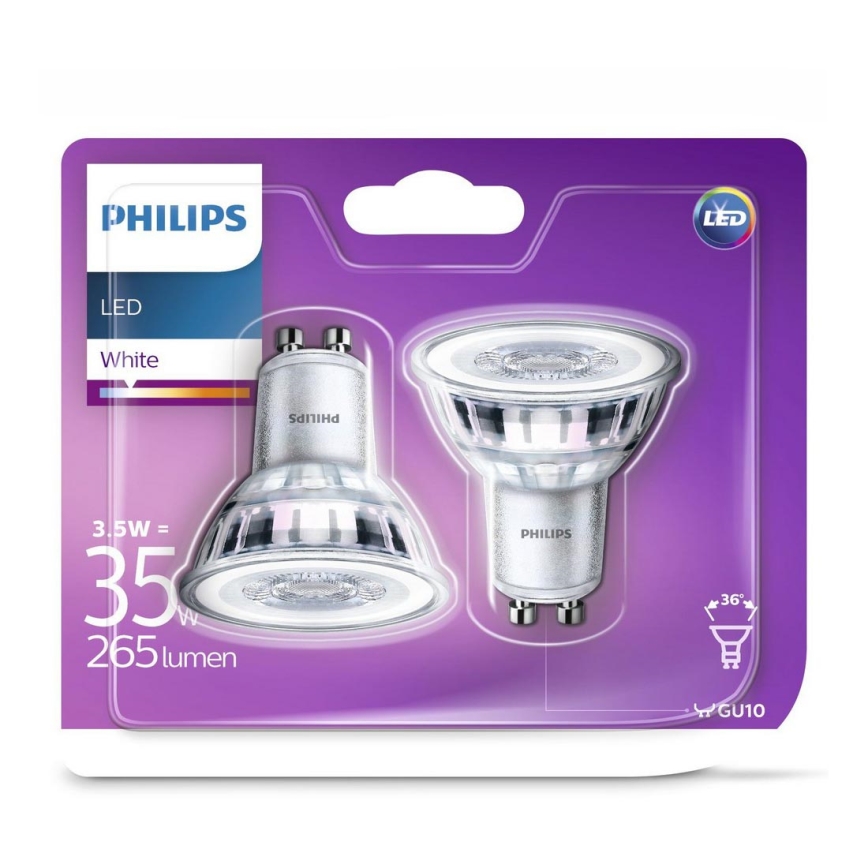 SET 2x LED-Lampe Philips GU10/3,5W/230V 3000K