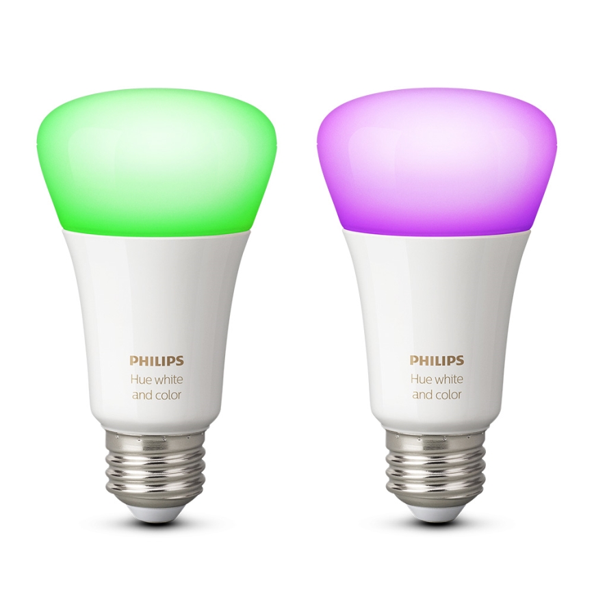 SET 2x LED RGB dimmbare Glühbirne Philips HUE WHITE AND COLOR AMBIANCE E27/10W/230V