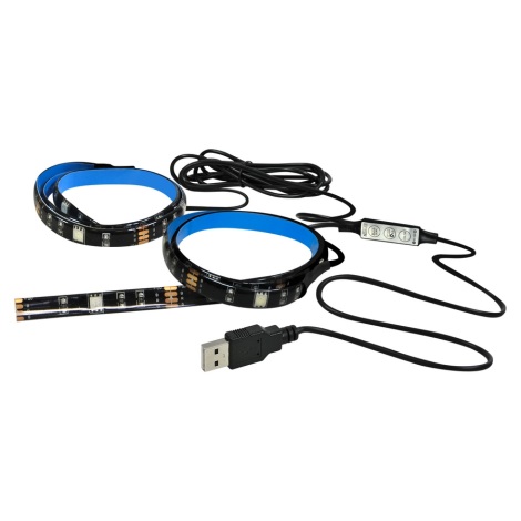 Set 2x LED RGB Streifen LED-RGB/4,8W/USB TV Regime
