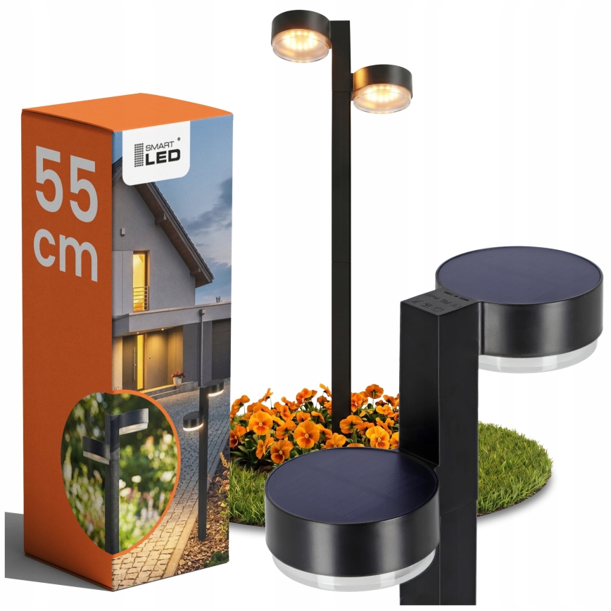 SET 2x LED Solarlampe 2xLED/1W/3,7V 1200 mAh 55 cm IP65 schwarz