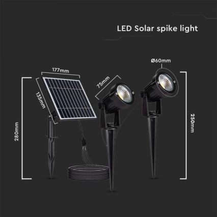 SET 2x LED-Solarlampe für den Außenbereich 2xLED/1,2W/3,7V IP65 3000K