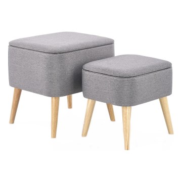 SET 2x Sitzhocker PULA 48x43 cm grau/beige