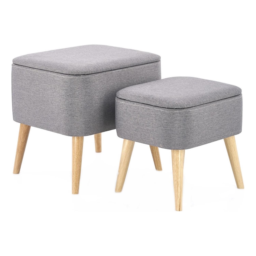 SET 2x Sitzhocker PULA 48x43 cm grau/beige
