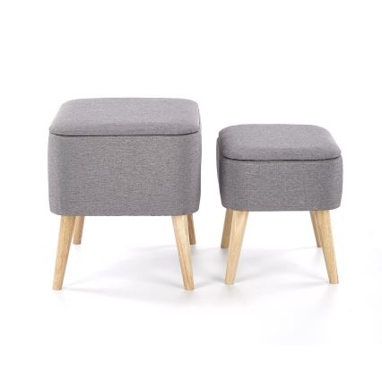 SET 2x Sitzhocker PULA 48x43 cm grau/beige
