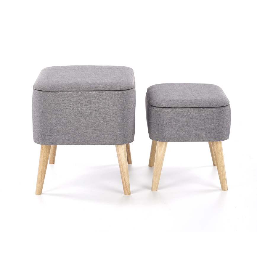 SET 2x Sitzhocker PULA 48x43 cm grau/beige
