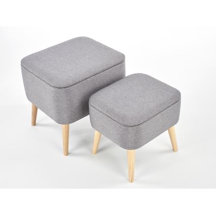 SET 2x Sitzhocker PULA 48x43 cm grau/beige
