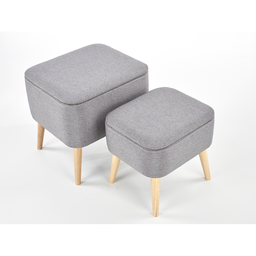 SET 2x Sitzhocker PULA 48x43 cm grau/beige