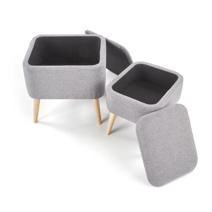 SET 2x Sitzhocker PULA 48x43 cm grau/beige