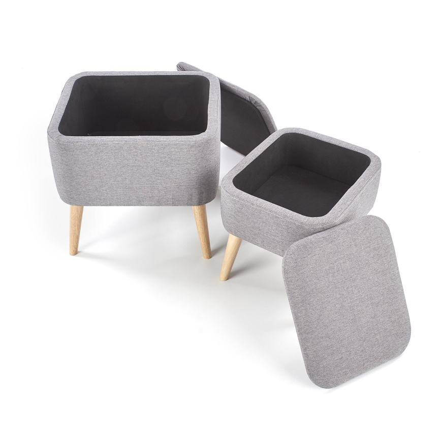 SET 2x Sitzhocker PULA 48x43 cm grau/beige