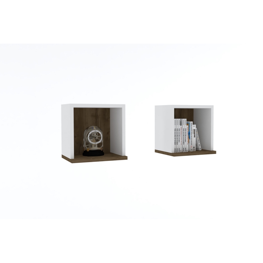 SET 2x Wandablage weiß/braun