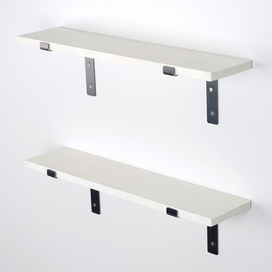 SET 2x Wandregal 16x60 cm Fichte weiß
