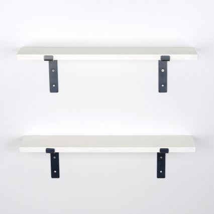 SET 2x Wandregal 16x60 cm Fichte weiß
