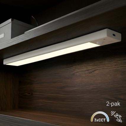 SET 2x wiederaufladbare LED-Möbelbeleuchtung mit Bewegungs- und Dämmerungssensor VIRO LED/1,2W/3,7V 800 mAh 3000/4000/6500K 30 cm weiß