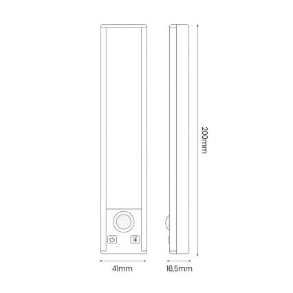 SET 2x Wiederaufladbare LED-Möbelbeleuchtung mit Bewegungs- und Dämmerungssensor VIRO LED/1W/3,7V 800 mAh 3000/4000/6500K 20 cm weiß