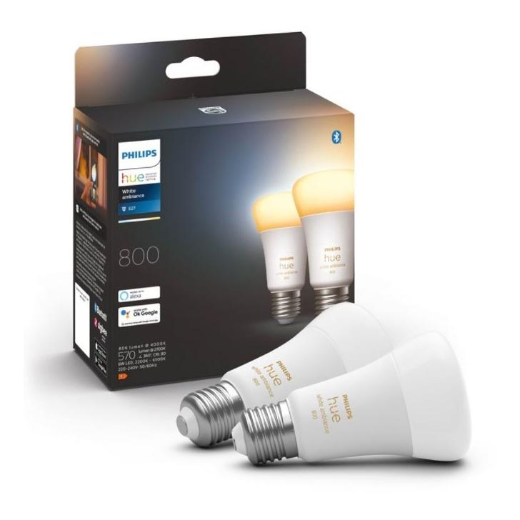 SET 2xLED Dimmbare Glühbirne Philips Hue WHITE AMBIANCE E27/6W/230V 2200-6500K