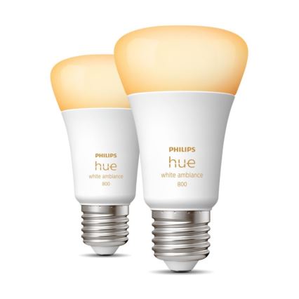 SET 2xLED Dimmbare Glühbirne Philips Hue WHITE AMBIANCE E27/6W/230V 2200-6500K