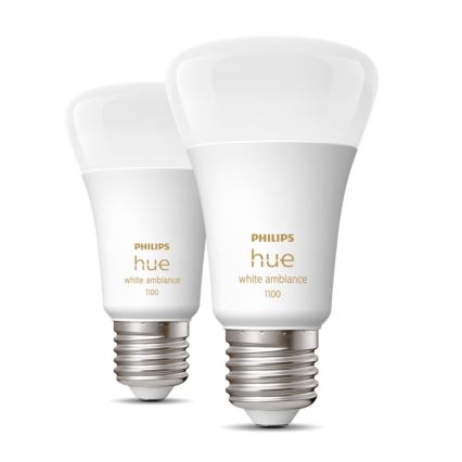 SET 2xLED Dimmbare Glühbirne Philips Hue WHITE AMBIANCE E27/8W/230V 2200-6500K