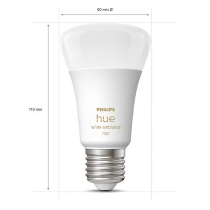 SET 2xLED Dimmbare Glühbirne Philips Hue WHITE AMBIANCE E27/8W/230V 2200-6500K