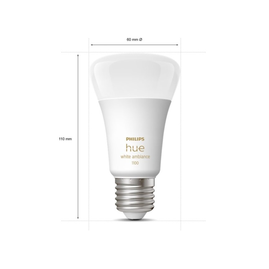 SET 2xLED Dimmbare Glühbirne Philips Hue WHITE AMBIANCE E27/8W/230V 2200-6500K