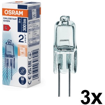 SET 3x Backofenlampe HALOSTAR G4/20W/12V 2700K - Osram