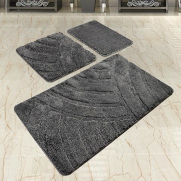 SET 3x Badezimmermatte ALYA 60/60/100 cm anthrazit