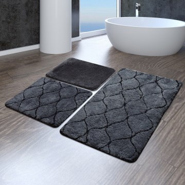 SET 3x Badezimmermatte INFINITY 60/60/100 cm anthrazit