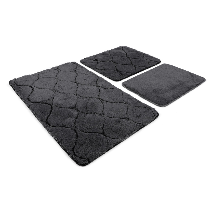 SET 3x Badezimmermatte INFINITY 60/60/100 cm anthrazit