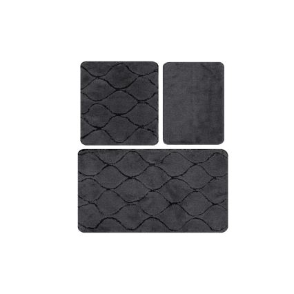 SET 3x Badezimmermatte INFINITY 60/60/100 cm anthrazit