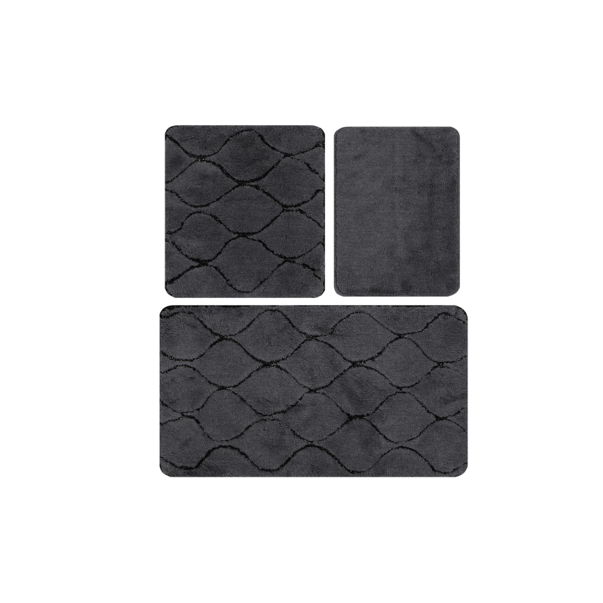 SET 3x Badezimmermatte INFINITY 60/60/100 cm anthrazit
