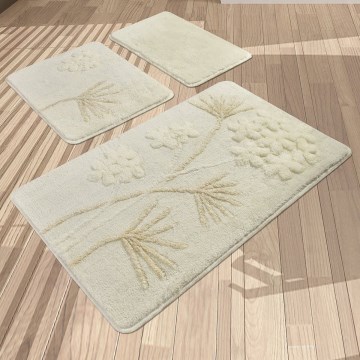 SET 3x Badezimmermatte ORKIDE 60/60/100 cm beige