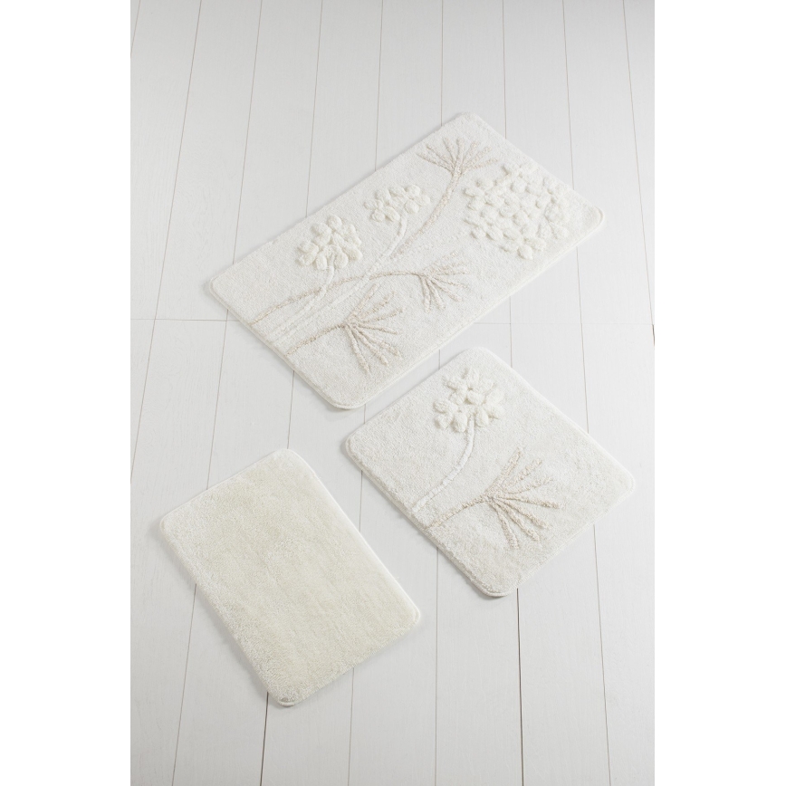 SET 3x Badezimmermatte ORKIDE 60/60/100 cm beige