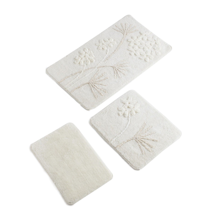 SET 3x Badezimmermatte ORKIDE 60/60/100 cm beige